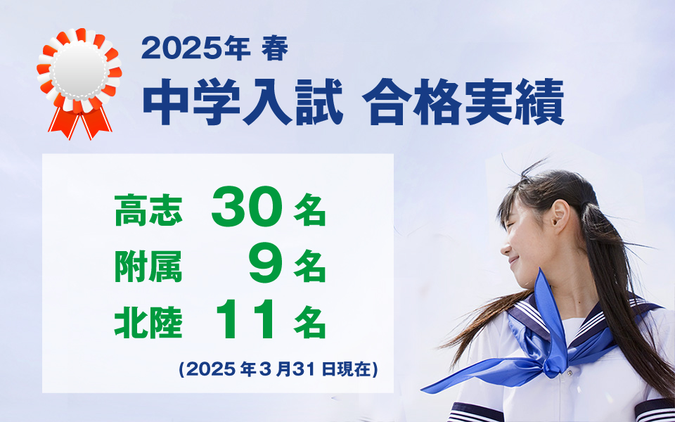 2025年春 中学入試合格実績