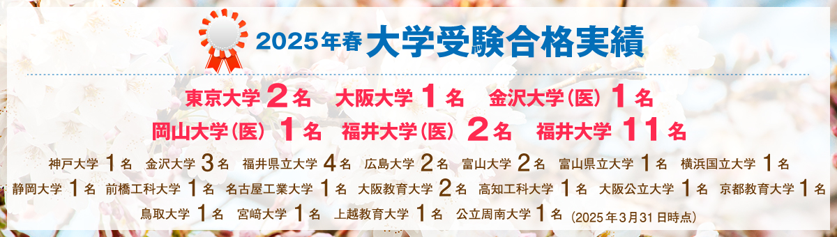 2025年春 大学入試合格実績